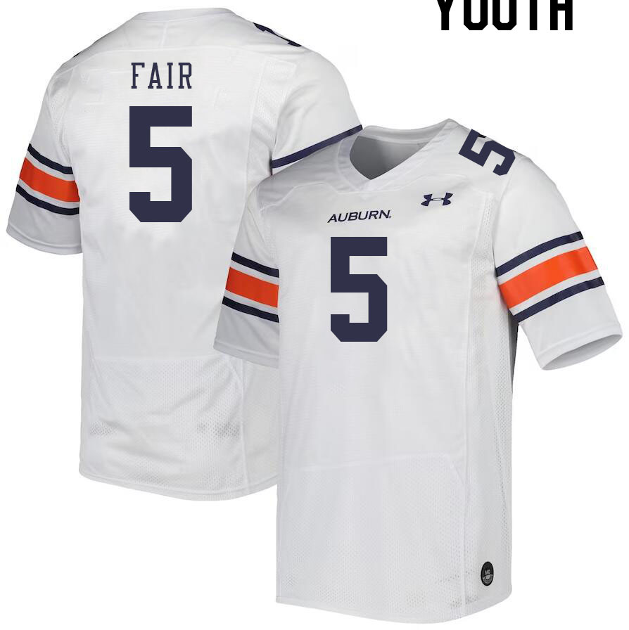Youth Auburn Tigers #5 Jay Fair White 2023 College Stitched Football Jersey